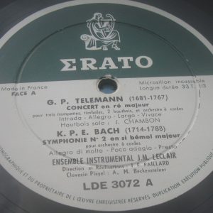 Telemann Bach Fasch Fux  Brass Wood Strings Consert Paillard ?Erato ?LDE 3072 lp