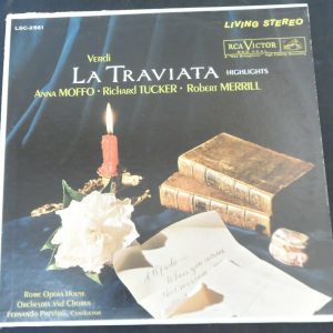 Verdi ‎– La Traviata Highlights Previtali Moffo Tucker Merrill RCA LM-2561 lp ex
