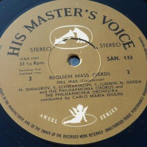 Verdi ‎– Requiem Maria Giulini Schwarzkopf HMV AN 133-4 2 lp 1st Press ed1 1964