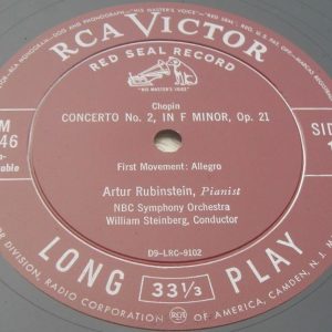 Artur Rubinstein – CHOPIN Concerto No 2 . Steinberg RCA LM 1046 lp 50’s