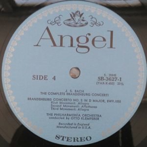 Bach The Complete Brandenburg Concerti Klemperer Angel 3627 2 lp Box 1961 EX