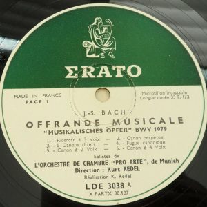 Bach offrande musicale  kurt redel  Erato LDE-3038 lp