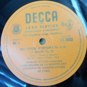 Beethoven ‎- Symphony No. 8 Charles Munch Decca LX 3053 10″ lp ED1 EX