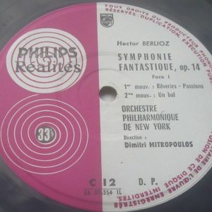 Berlioz : Fantastic Symphony Dimitri Mitropoulos Philips C 12 LP