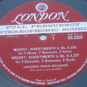 Brymer – Mozart: Complete Wind Music Vol 5 LONDON Blueback CS 6350 lp 1963