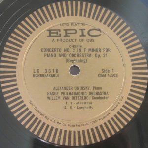 Chopin Concerto No. 2 Uninsky / Van Otterloo EPIC Gold Label LC 3610 LP