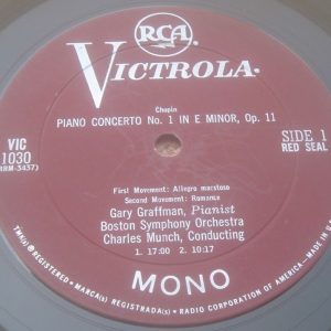 Chopin Piano Con 1 Mendelssohn Capriccio Graffman Munch RCA ‎VIC-1030 LP 1963