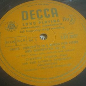 GRIEG Piano Concerto CURZON / FISTOULARI Decca LXT 2657 ED1 LP 1953