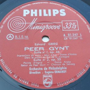 Grieg Peer Gynt / Bizet L’Arlesienne Suites Ormandy PHILIPS A 01247 L lp ex