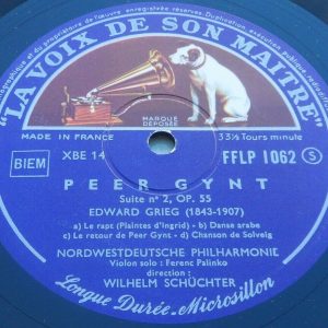 Grieg Peer Gynt Suite Schuchter Palinko HMV  FFLP 1062 10″ lp EX
