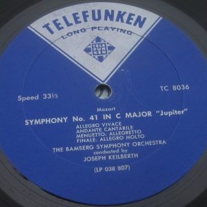 Mozart Symphony No 40 / 41 Jupiter Keilberth Telefunken TC-8036 lp