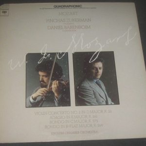 Mozart Violin Concerto Etc Zukerman / Barenboim CBS ‎– MQ 33206 LP