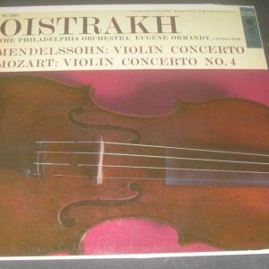 OISTRAKH ORMANDY Mendelssohn / Mozart Violin Concerto Columbia ML 5085 6-Eye lp
