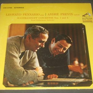 Pennario / Previn – RACHMANINOV Piano Concertos 1 & 4 RCA LSC 2788 lp EX