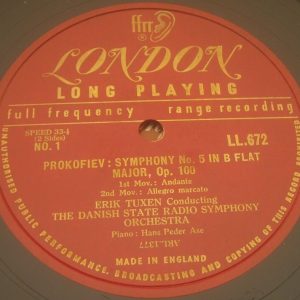 Prokofiev Symphony No. 5  Eric Tuxen LONDON FFrr LL 672 lp 50’s