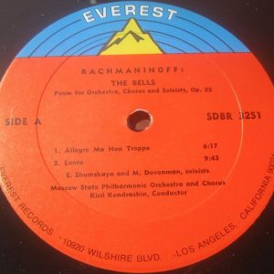 RACHMANINOFF – The Bells Op.35 Kondrashin / Edgar Allan Poe EVEREST 3251 lp