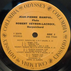 Rampal / Veyron-Lacroix – Mozart Six Sonatas For Flute & Harpsichord LP Columbia