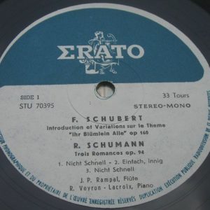 Rampal / Veyron-Lacroix Schubert / Schumann / Reinecke Erato STU 70395 lp ED1