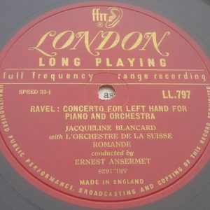 Ravel Piano Concertos Blancard / Ansermet London LL 797 lp
