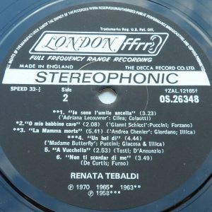 Renata Tebaldi Arias Verdi Puccini Etc London OS 26348‎ lp ex