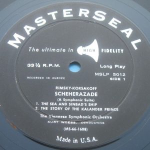 Rimsky Korsakov – Scheherazade Kurt Woess  Masterseal MSLP 5012 lp USA 50’s