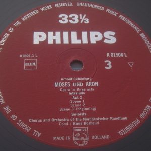 Schonberg ‎– Moses Und Aron Hans Rosbaud Philips  A 01505/06 L 2 LP EX RARE