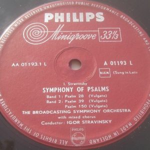 Stravinsky  Symphony of Psalms – l’histoire du Soldat  Philips A 01193 L LP