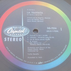 Verdi La Traviata Highlights Serafin Los Angeles Del Monte  Capitol SG7234 LP