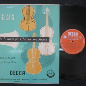 BRAHMS Quintet for Clarinet & Strings ALFRED BOSKOWSKY Decca lxt Israeli ED1