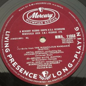 Bartok Miraculous Mandarin Suite Dorati Mercury Living Presence MMA 11068 lp