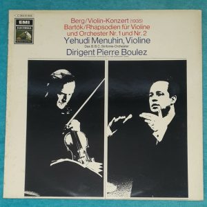 Berg : Violin concerto Bartok : Two Rhapsodies Menuhin Boulez HMV LP EX