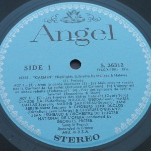 Bizet ? Carmen Callas Gedda Pretre Angel 36312 USA 1964 LP EX