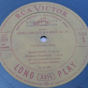 Brahms Double Concerto Heifetz , Fuermann , Ormandy RCA LCT 1016 lp 50’s