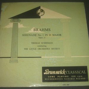 Brahms Serenade No 1 Thomas Scherman Brunswick AXTL 1026 LP