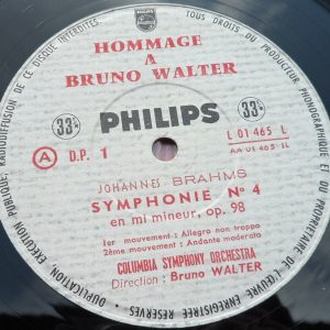 Brahms Symphonie No 4 Bruno Walter Philips L 01.465 L Gatefold LP EX