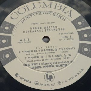 Bruno Walter – Rehearses Beethoven Columbia WZ 3 6 Eye Promo USA LP