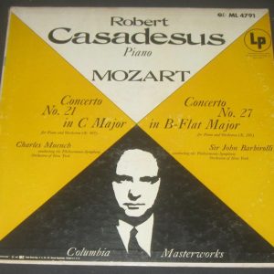 CASADESUS / MUENCH / Mozart Piano Concerto 21 , 27 Columbia 6 Eye ML 4791 lp