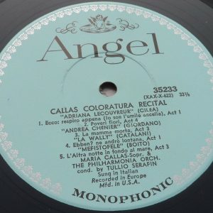 Callas – Lyric & Coloratura Arias Serafin Angel 35233 LP EX