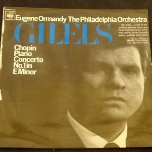 Chopin Piano Concerto No.1 In E Minor Gilels Ormandy CBS 72338 LP ED1