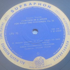 Dvorak : Piano Concerto Maxian Frantisek / Talich Supraphon LPV 70 LP
