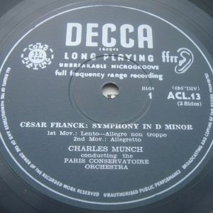 Franck Symphony In D Minor / Variations MUNCH / EILEEN JOYCE  Decca ACL 13 lp