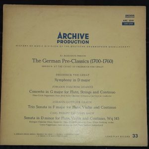 Frederick The Great – Quantz – Graun – Bach German Pre-Classics Archiv lp EX