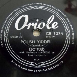 Leo Fuld – Polish Yiddel / Moshiagh 78rpm record Rare Jewish Yiddish ORIOLE UK