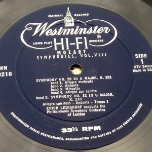 Mozart Symphonies No. 29 – 32 Leinsdorf Westminster XWN 18216 LP