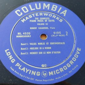 Ravel  Piano Music Casadesus   Columbia‎ ML 4520 Blue label lp ex