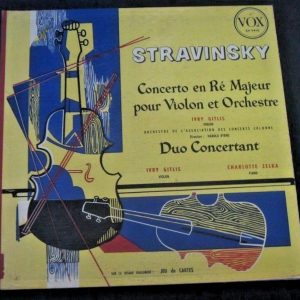 STRAVINSKY Violin Concerto  GITLIS / ZELKA / BYRNS VOX SV 9410 LP 1956 RARE