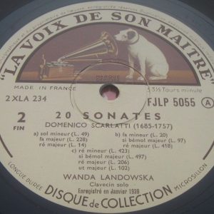 Scarlatti 20 Sonatas Wanda Landowska , Harpsichord HMV FJLP 5055 lp RARE