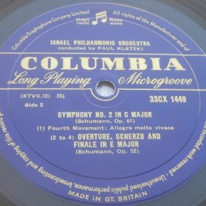 Schumann Symphony No. 2 / Overture  Scherzo Kletzki Columbia 33CX 1449 B/G LP