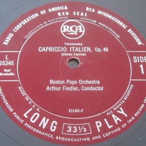 Tchaikovsky Capriccio Italien 1812 Overture Fiedler RCA L16346 lp 50’s