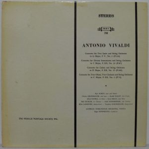Vivaldi – Concretos for strings Karl Scheit Austrian Tonkünstler Seipenbusch MHS